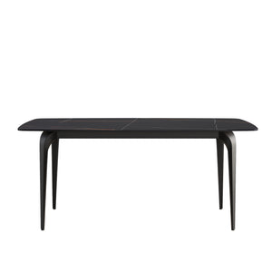English Elm 70.87"Modern 70.87" Modern Curved Black Metal Leg Dining Table With Artificial Stone Top For 6-8 Guests Comfortably W1535S00093