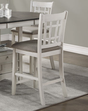 English Elm Antique Junipero Counter Height Chairs Set of 2 in White Oak Finish with Upholstered Seats, Mission Style B01167928