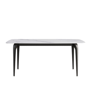 English Elm 70.87"Modern 70.87" Modern Artificial Stone Dining Table With Curved Black Metal Legs - Stylish Seating For 6-8 W1535S00102