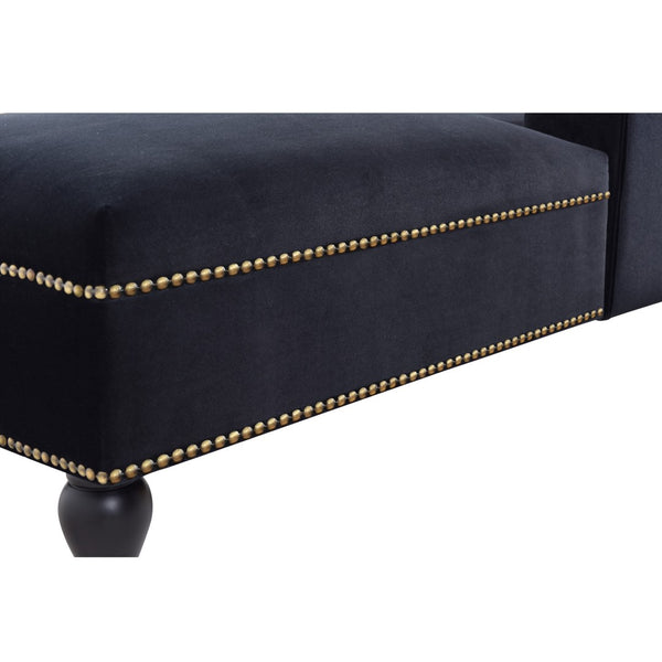 English Elm [new+video] Velvet Tufted Chaise Lounge Chair Nailhead Trim Solid Wood Legs Living Room WF297646AAB