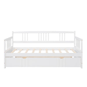 English Elm Twin Pine Wood Daybed with Roll-out Trundle Sleeper for Guest or Kids Room WF295030AAK