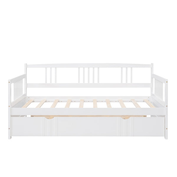 English Elm Twin Pine Wood Daybed with Roll-out Trundle Sleeper for Guest or Kids Room WF295030AAK