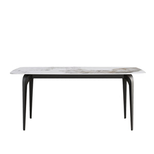 English Elm 70.87"Modern Stylish Artificial Stone Dining Table With Curved Black Metal Legs For 6-8 People W1535S00111