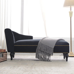 English Elm [new+video] Velvet Tufted Chaise Lounge Chair Nailhead Trim Solid Wood Legs Living Room WF297646AAB