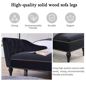 English Elm [new+video] Velvet Tufted Chaise Lounge Chair Nailhead Trim Solid Wood Legs Living Room WF297646AAB