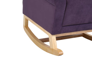 English Elm Baby Velvet High Back Rocking Chair for Nursery — Plush Padded Seat, Solid Wood Frame, 250 lb Capacity W136165547