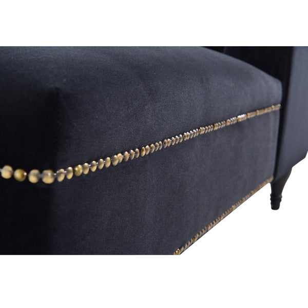 English Elm [new+video] Velvet Tufted Chaise Lounge Chair Nailhead Trim Solid Wood Legs Living Room WF297646AAB