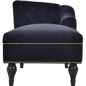 English Elm [new+video] Velvet Tufted Chaise Lounge Chair Nailhead Trim Solid Wood Legs Living Room WF297646AAB
