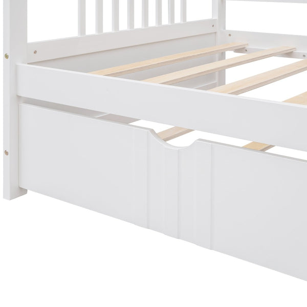English Elm Twin Pine Wood Daybed with Roll-out Trundle Sleeper for Guest or Kids Room WF295030AAK