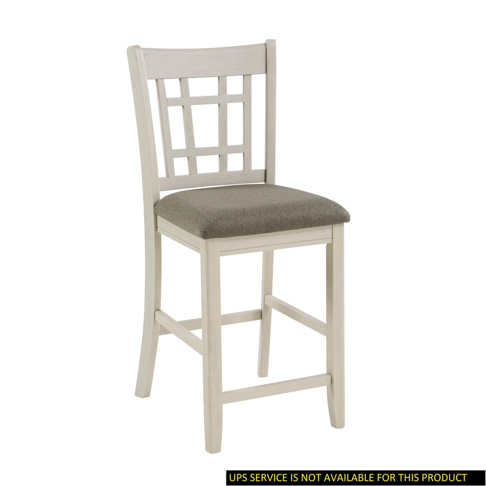 English Elm Antique Junipero Counter Height Chairs Set of 2 in White Oak Finish with Upholstered Seats, Mission Style B01167928