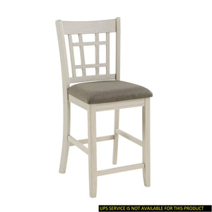 English Elm Antique Junipero Counter Height Chairs Set of 2 in White Oak Finish with Upholstered Seats, Mission Style B01167928