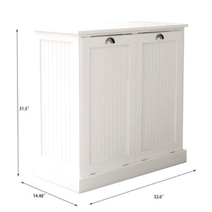 English Elm Two-compartment Tilt Out Laundry Sorter with Fabric Bags Mdf Cabinet for Bathroom W112049950