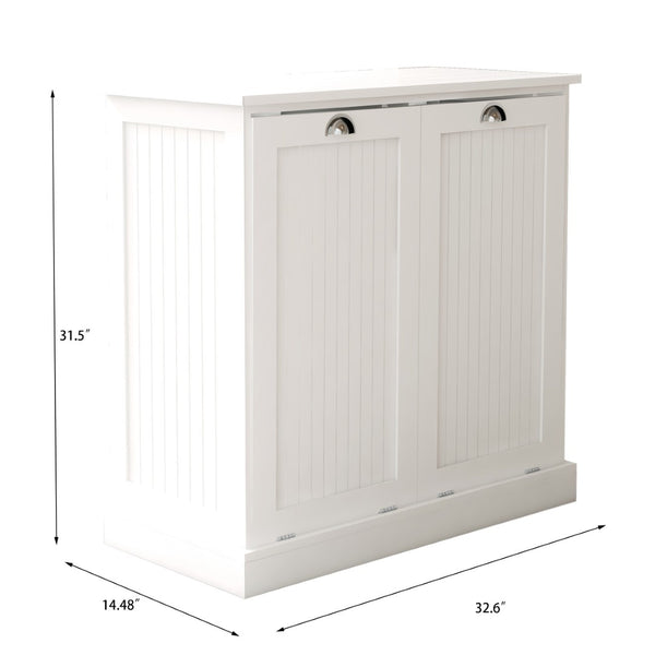English Elm Two-compartment Tilt Out Laundry Sorter with Fabric Bags Mdf Cabinet for Bathroom W112049950