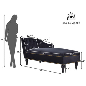 English Elm [new+video] Velvet Tufted Chaise Lounge Chair Nailhead Trim Solid Wood Legs Living Room WF297646AAB
