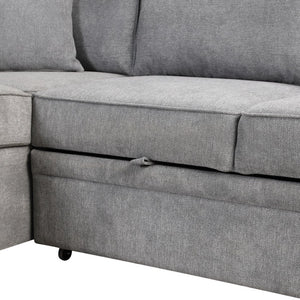English Elm 84.75" Linen Sectional Sleeper Sofa with Storage Ottoman for Apartment Living SG000550AAE