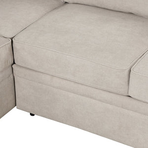 English Elm 84.75" Linen Sectional Sleeper Sofa with Storage Ottoman for Apartment Living SG000550AAA