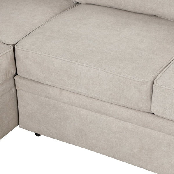 English Elm 84.75" Linen Sectional Sleeper Sofa with Storage Ottoman for Apartment Living SG000550AAA