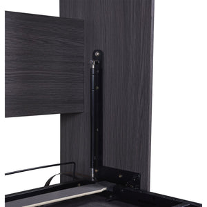 English Elm Twin Murphy Bed with Wardrobe & Drawers, Gray Folding Space-Saving Cabinet Bed, Durable MDF/Metal Storage GX002002AAE