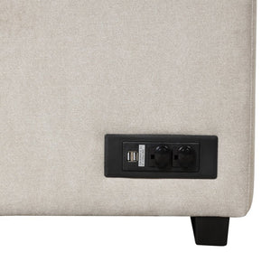 English Elm 84.75" Linen Sectional Sleeper Sofa with Storage Ottoman for Apartment Living SG000550AAA