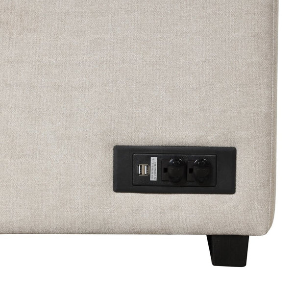 English Elm 84.75" Linen Sectional Sleeper Sofa with Storage Ottoman for Apartment Living SG000550AAA