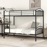 Hearth and Haven Twin over Twin Metal Bunk Bed, Divided into Two Beds, Black