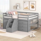 Hearth and Haven Full Size Loft Bed with Cabinets and Drawers, Grey GX001016AAE