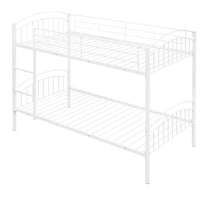 English Elm Twin Over Steel Bunk Bed Convertible White Kids Guest Room Sleeper MF290257AAK