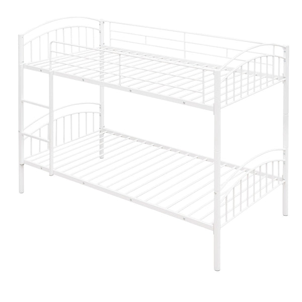 English Elm Twin Over Steel Bunk Bed Convertible White Kids Guest Room Sleeper MF290257AAK