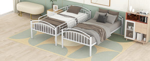 English Elm Twin Over Steel Bunk Bed Convertible White Kids Guest Room Sleeper MF290257AAK