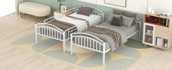 English Elm Twin Over Steel Bunk Bed Convertible White Kids Guest Room Sleeper MF290257AAK