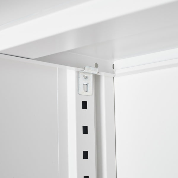 English Elm White Powder-coated Metal Locker Cabinet with Locking Doors and Adjustable Shelving W124757865