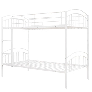 English Elm Twin Over Steel Bunk Bed Convertible White Kids Guest Room Sleeper MF290257AAK