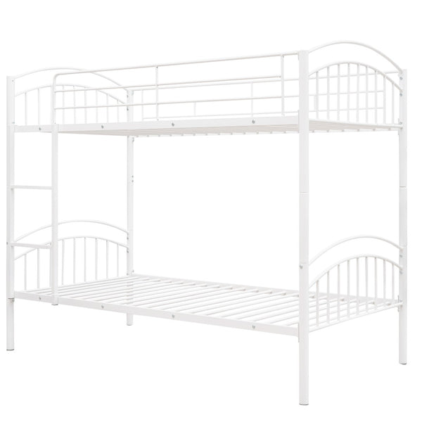 English Elm Twin Over Steel Bunk Bed Convertible White Kids Guest Room Sleeper MF290257AAK