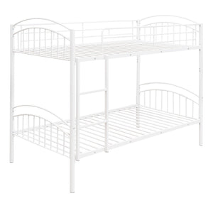 English Elm Twin Over Steel Bunk Bed Convertible White Kids Guest Room Sleeper MF290257AAK