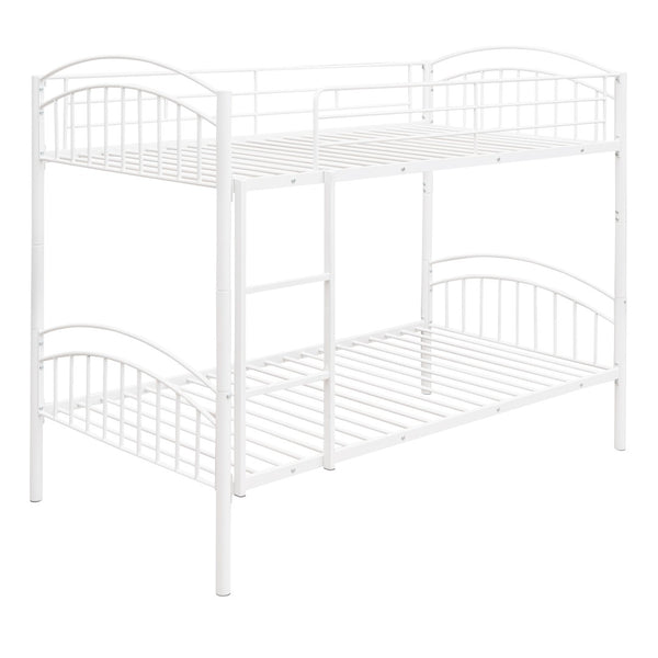 English Elm Twin Over Steel Bunk Bed Convertible White Kids Guest Room Sleeper MF290257AAK