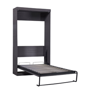 English Elm Twin Murphy Bed with Wardrobe & Drawers, Gray Folding Space-Saving Cabinet Bed, Durable MDF/Metal Storage GX002002AAE