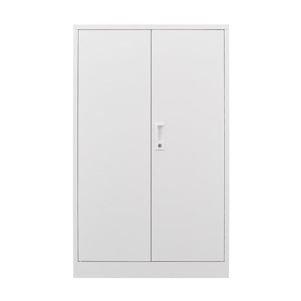 English Elm White Powder-coated Metal Locker Cabinet with Locking Doors and Adjustable Shelving W124757865
