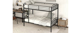 Hearth and Haven Twin over Twin Metal Bunk Bed, Divided into Two Beds, Black