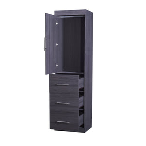 English Elm Twin Murphy Bed with Wardrobe & Drawers, Gray Folding Space-Saving Cabinet Bed, Durable MDF/Metal Storage GX002002AAE