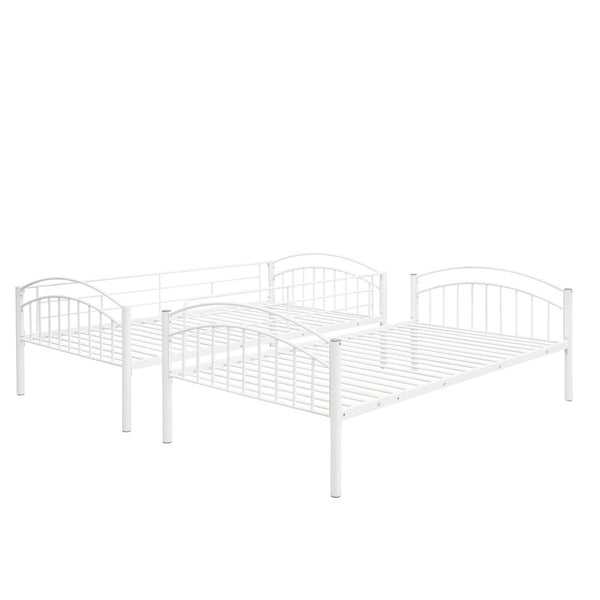 English Elm Twin Over Steel Bunk Bed Convertible White Kids Guest Room Sleeper MF290257AAK