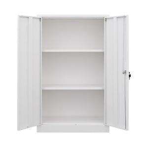 English Elm White Powder-coated Metal Locker Cabinet with Locking Doors and Adjustable Shelving W124757865