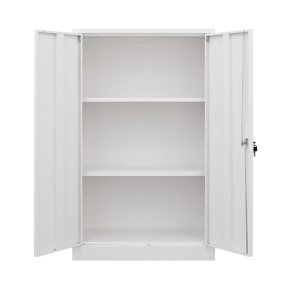 English Elm White Powder-coated Metal Locker Cabinet with Locking Doors and Adjustable Shelving W124757865