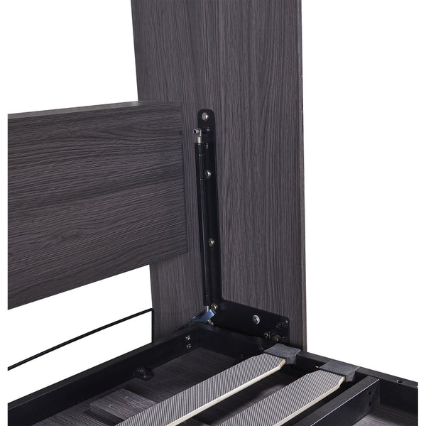 English Elm Full Murphy Bed with Wardrobe and Drawers, Gray Space-Saving Foldable Storage Bed for Guests, Multi-Functional Cabinet Wall Unit GX002001AAE