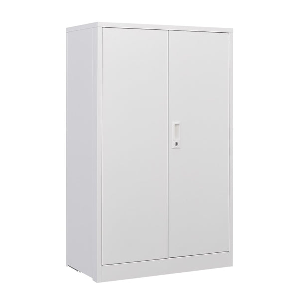 English Elm White Powder-coated Metal Locker Cabinet with Locking Doors and Adjustable Shelving W124757865