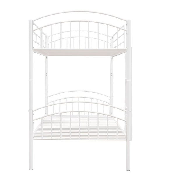 English Elm Twin Over Steel Bunk Bed Convertible White Kids Guest Room Sleeper MF290257AAK