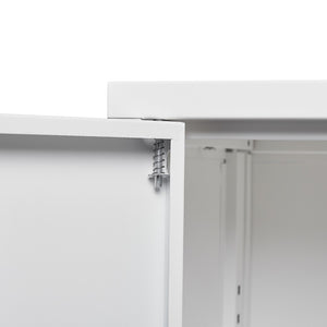 English Elm White Powder-coated Metal Locker Cabinet with Locking Doors and Adjustable Shelving W124757865