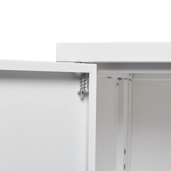 English Elm White Powder-coated Metal Locker Cabinet with Locking Doors and Adjustable Shelving W124757865