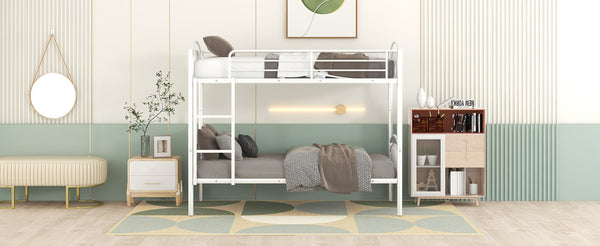 English Elm Twin Over Steel Bunk Bed Convertible White Kids Guest Room Sleeper MF290257AAK