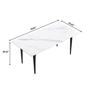English Elm 70.87" Modern Artificial Stone Dining Table With Black Metal Legs – Seats 6-8, Perfect For Any Space W1535S00120