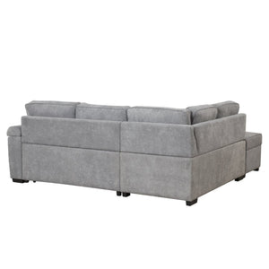 English Elm 84.75" Linen Sectional Sleeper Sofa with Storage Ottoman for Apartment Living SG000550AAE